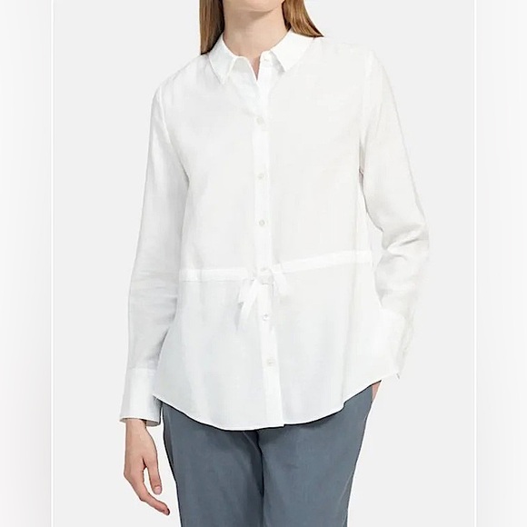 THEORY Tie-Waist Button-Down Blouse - Picture 2 of 6
